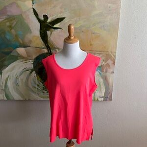Ming Wang Hot Pink Scoop Neck Sleeveless Top large